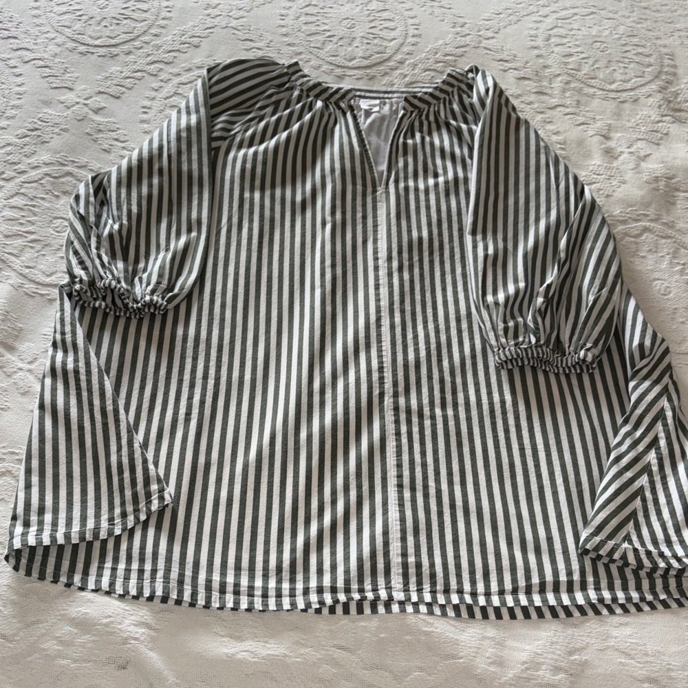 Melrose & Market Women’s Gently Loved Striped Olive Poplin Minidress M